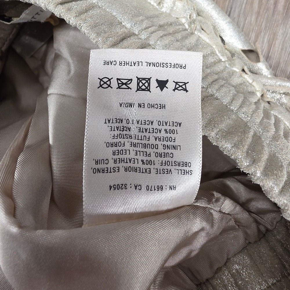 Leifsdottir Anthropologie Metallic‎ Gold Leather Floral Eyelet Mini Skirt Size 2 - Picture 5 of 10